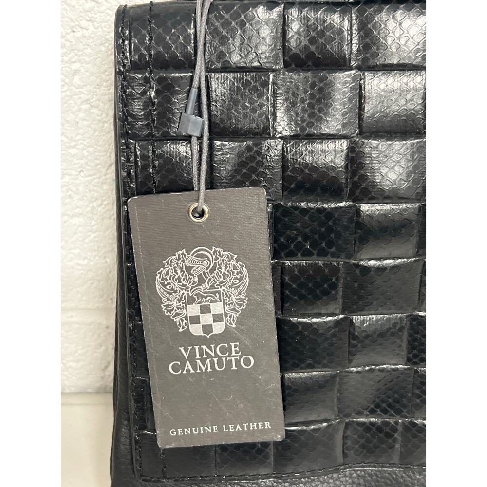 NWT Vince Camuto Black Corah Genuine Woven Snake Embossed Leather Crossbody Bag - Picture 3 of 8